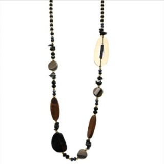 Collana Bijoux Lunga Tanzania Pietre Cristalli Neri