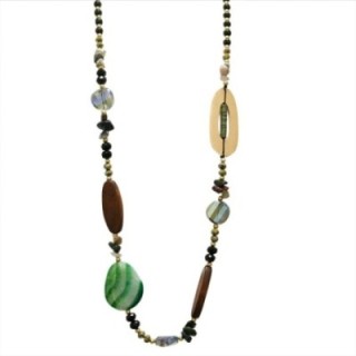 Collana Bijoux Lunga Tanzania Pietre Cristalli Verdi