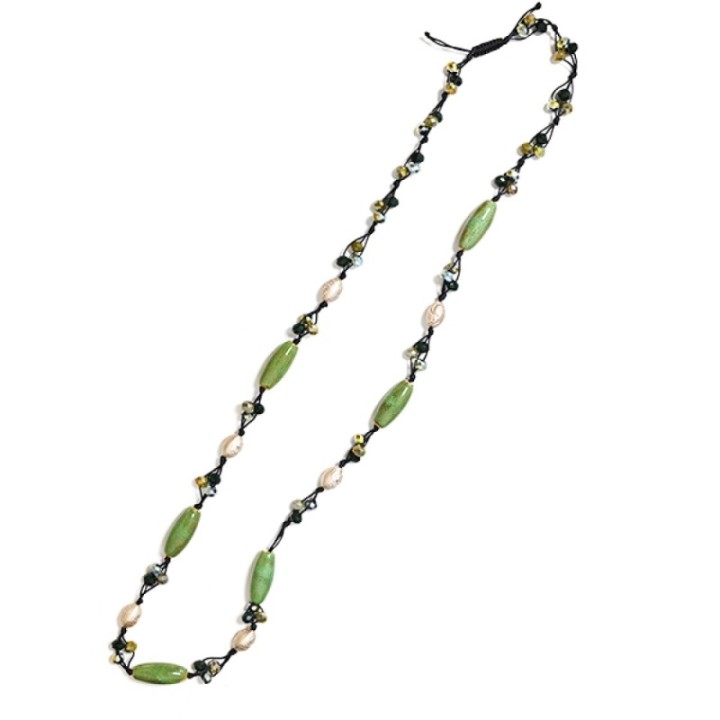 Collana Bijoux Lunga Eritrea Pietre Cristalli Verdi