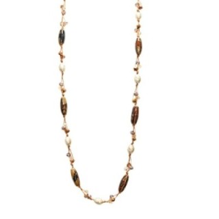 Collana Bijoux Lunga Eritrea Pietre Cristalli Marroni