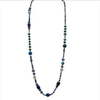 Collana Bijoux Lunga Etiopia Pietre Cristalli Blu