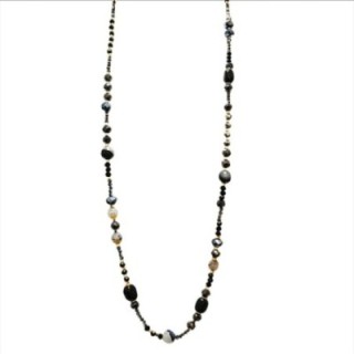 Collana Bijoux Lunga Etiopia Pietre Cristalli Neri
