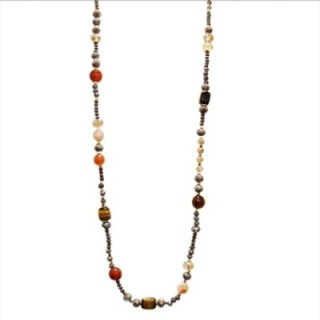Collana Bijoux Lunga Etiopia Pietre Cristalli Marroni