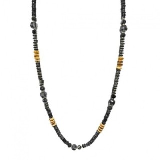 Collana Perline Lunga Congo Pietre Cristalli Neri