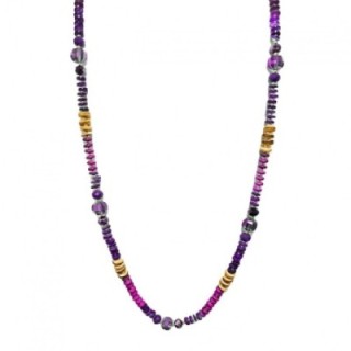 Collana Perline Lunga Congo Pietre Cristalli Viola