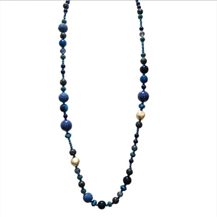 Collana Perline Lunga Namibia Blu