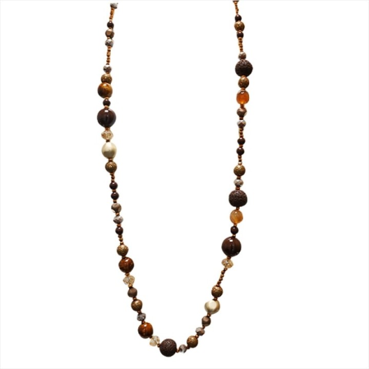 Collana Perline Lunga Namibia Marrone