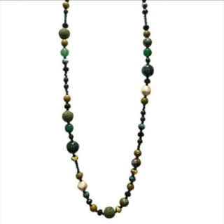 Collana Perline Lunga Namibia Verde