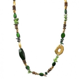 Collana Lunga Perline Aurea Malawi Verde-Caramel