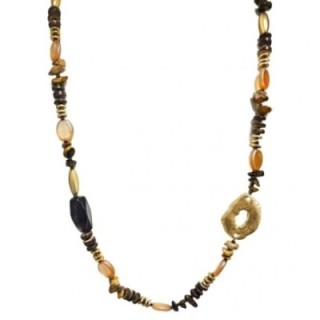 Collana Lunga Perline Aurea Malawi Marrone