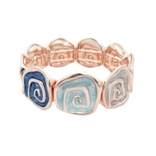 Bracciale Bijoux Elastico Spirali Rune Smaltato Blu