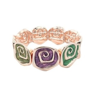 Bracciale Bijoux Elastico Spirali Rune Smaltato Verde Grotta