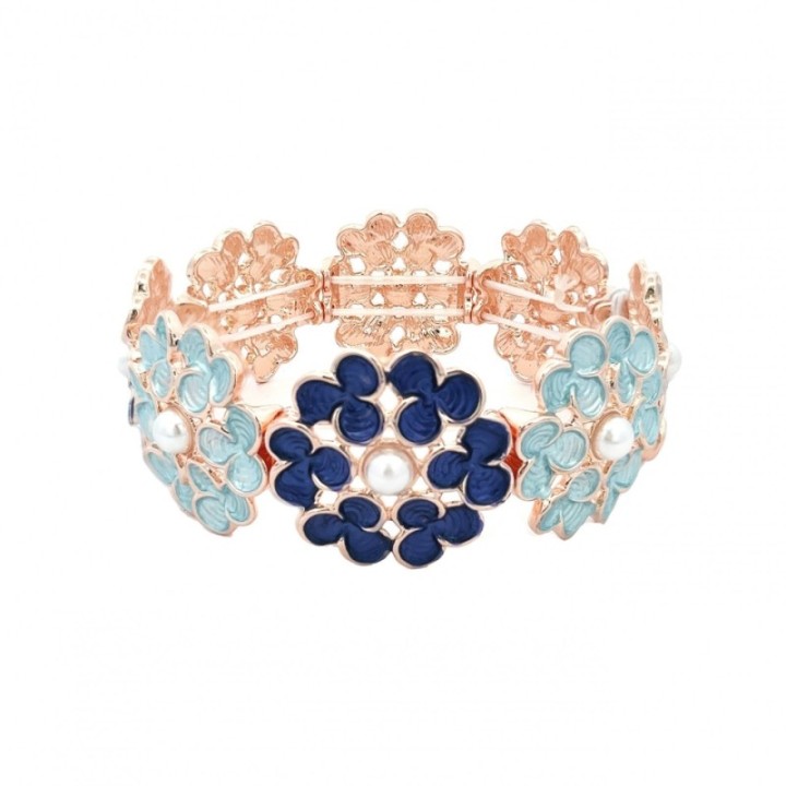 Bracciale Bijoux Elastico Pearl Explosion Smaltato Blu