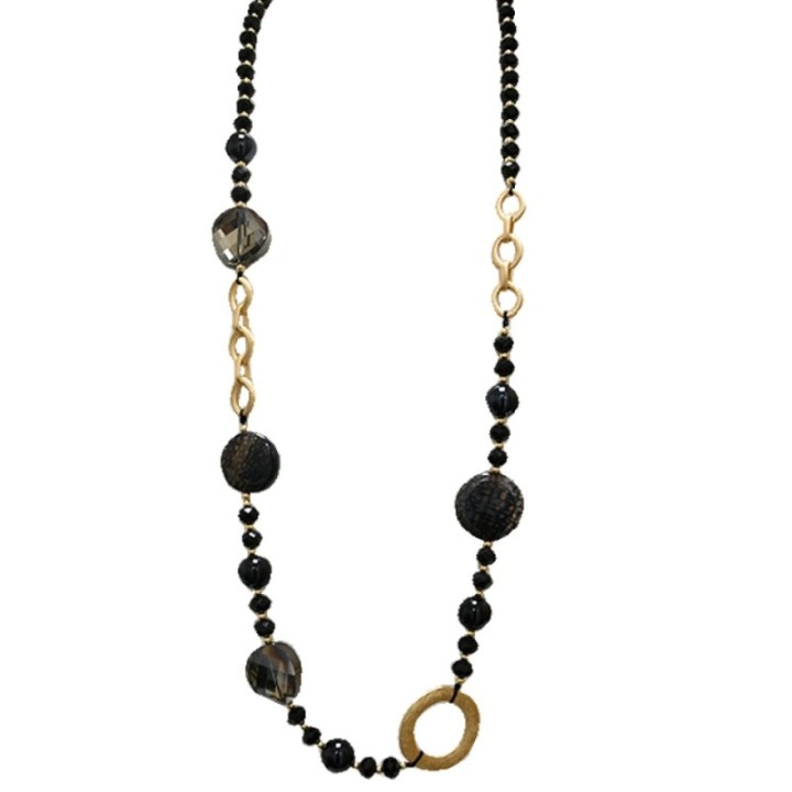 Collana Perline Lunga Aurea Bamako Nera