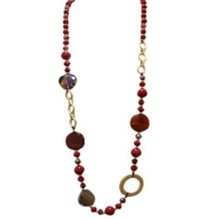 Collana Perline Lunga Aurea Bamako Rossa