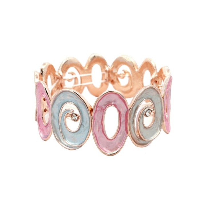 Bracciale Bijoux Elastico Crystal Chips Smaltato Rosa