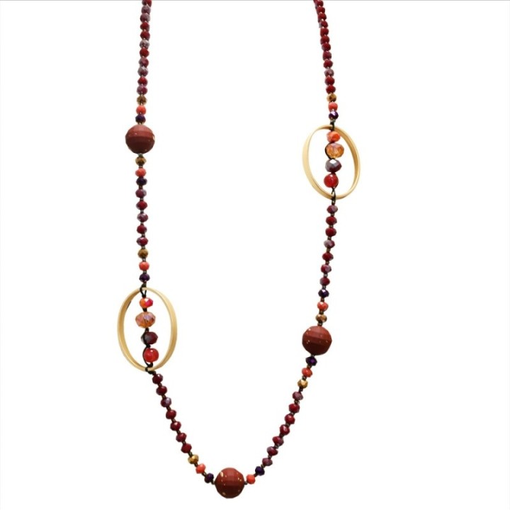 Collana Perline Lunga Aurea Luanda Rossa