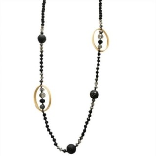 Collana Perline Lunga Aurea Luanda Nera