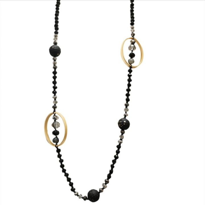 Collana Perline Lunga Aurea Luanda Nera