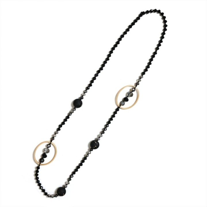 Collana Perline Lunga Aurea Luanda Nera
