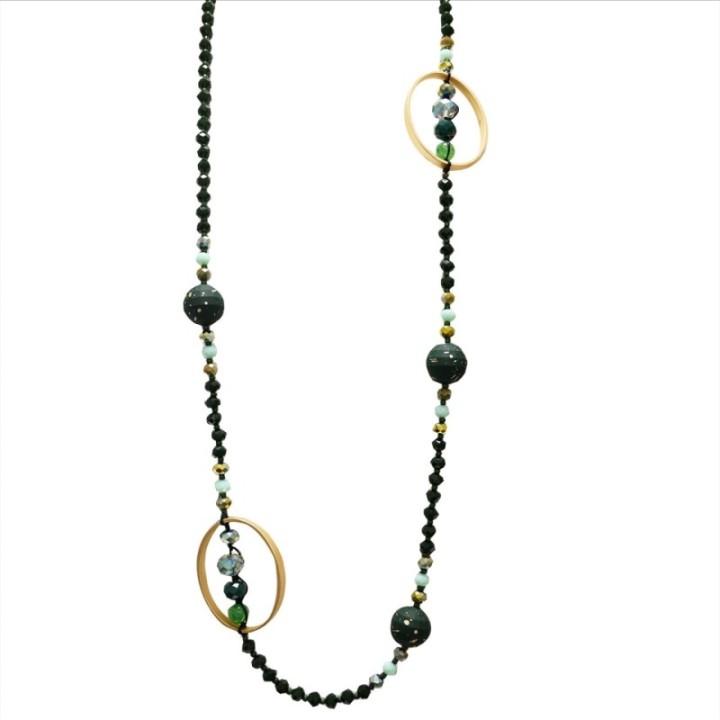 Collana Perline Lunga Aurea Luanda Verde