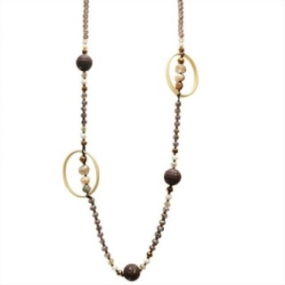Collana Perline Lunga Aurea Luanda Marrone