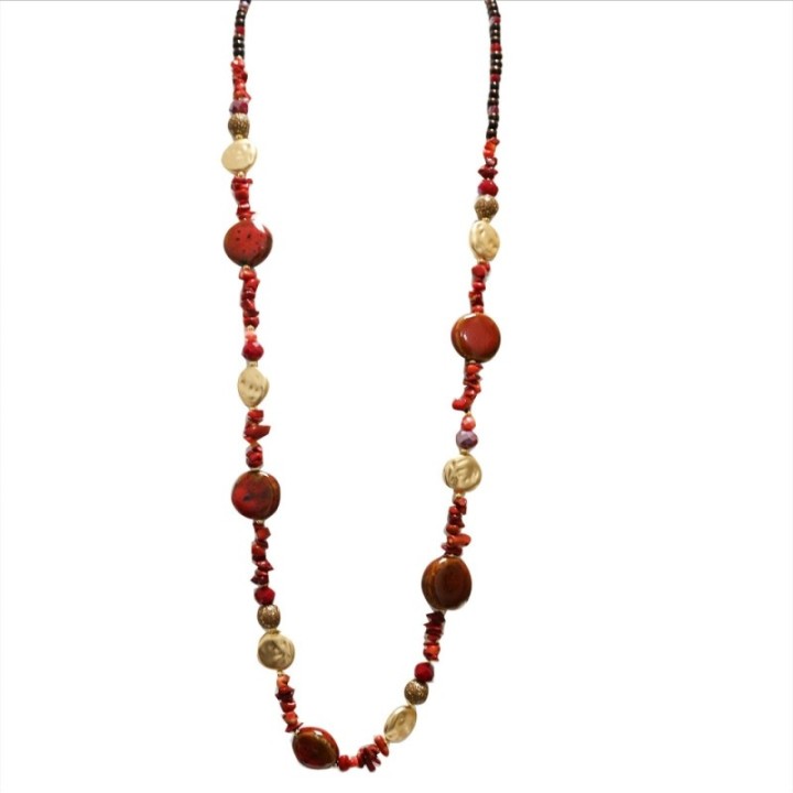 Collana Perline Lunga Pepita Quito Rossa