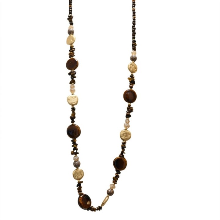 Collana Perline Lunga Pepita Quito Marrone