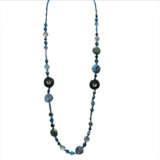 Collana Perline Lunga Aurea Gaborone Blu