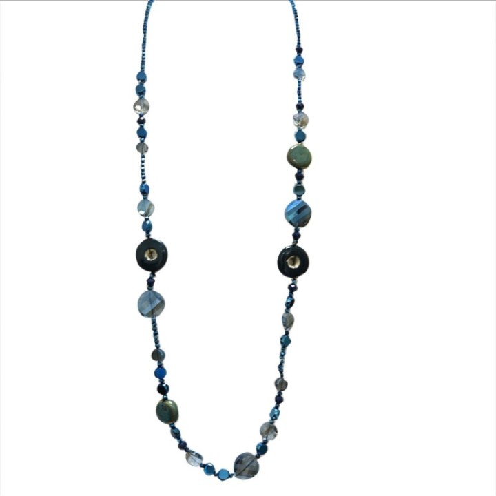 Collana Perline Lunga Aurea Gaborone Blu