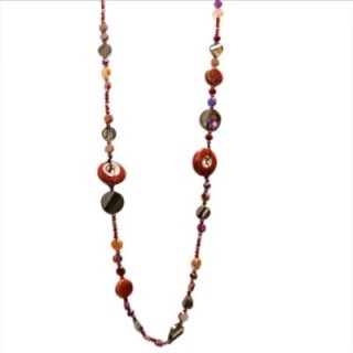 Collana Perline Lunga Aurea Gaborone Rossa