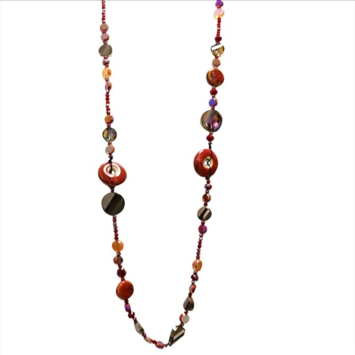 Collana Perline Lunga Aurea Gaborone Rossa