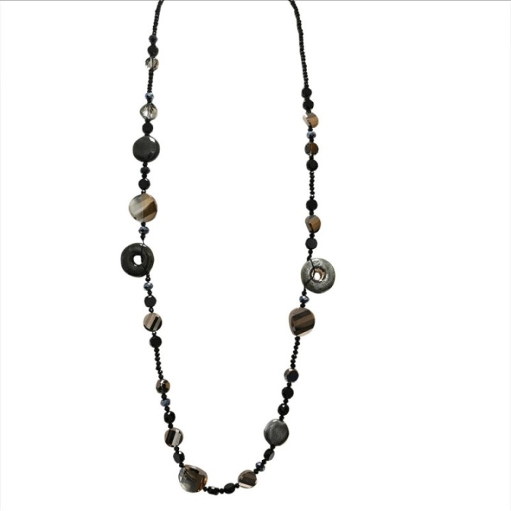 Collana Perline Lunga Aurea Gaborone Nera