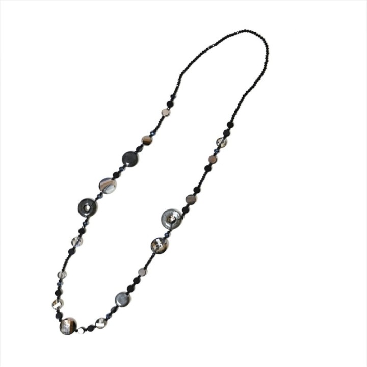 Collana Perline Lunga Aurea Gaborone Nera