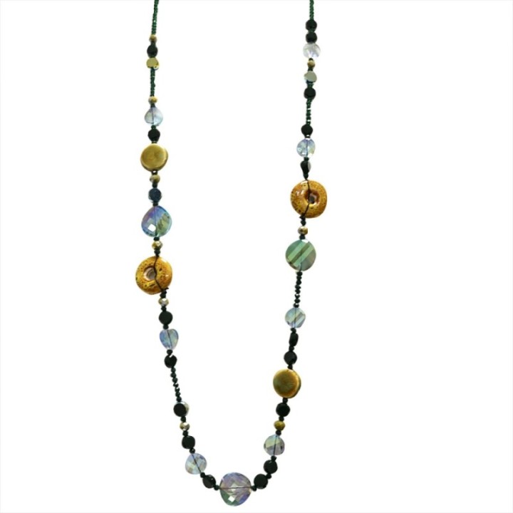 Collana Perline Lunga Aurea Gaborone Verde