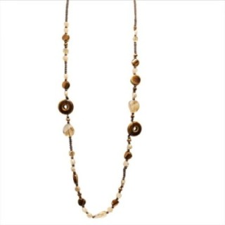 Collana Perline Lunga Aurea Gaborone Marrone
