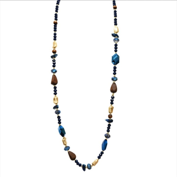 Collana Perline Lunga Pepite Santiago Blu