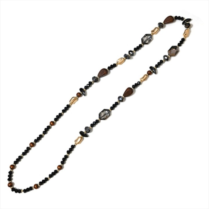 Collana Perline Lunga Pepite Santiago Nera