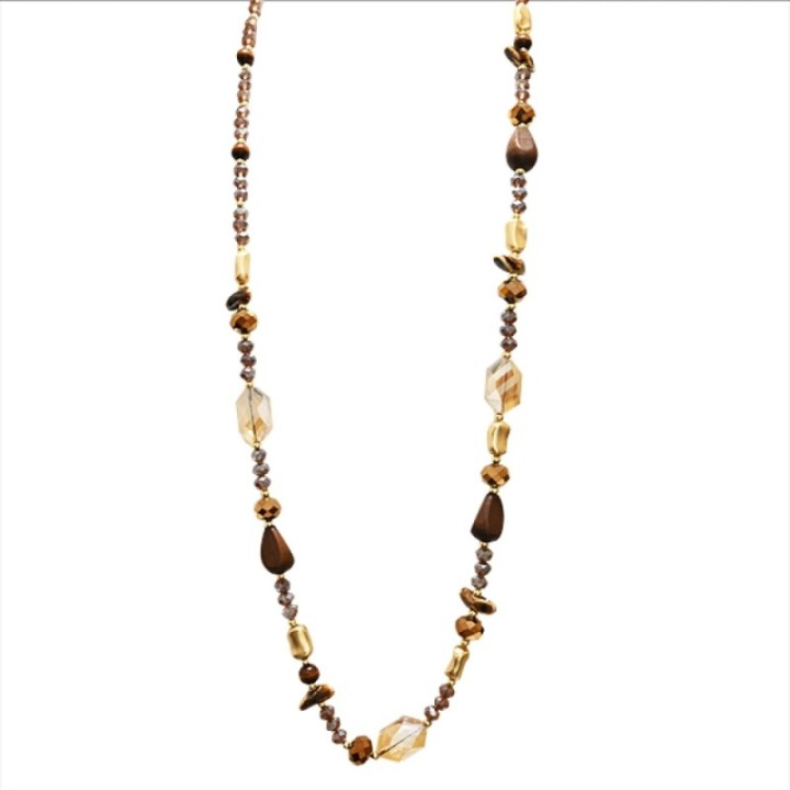 Collana Perline Lunga Pepite Santiago Marrone