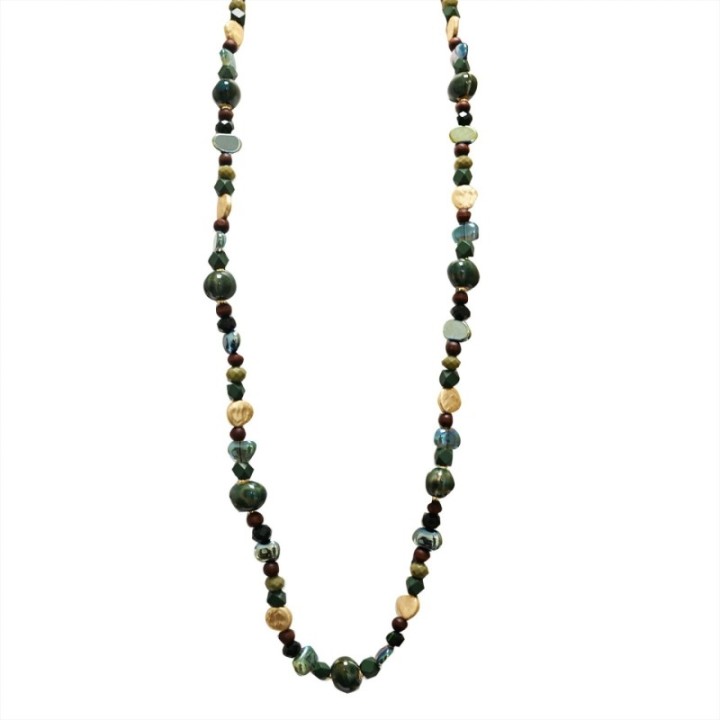 Collana Perline Lunga Pepite Paramaribo Verde