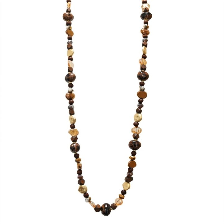 Collana Perline Lunga Pepite Paramaribo Marrone