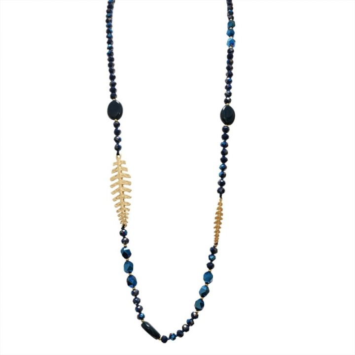 Collana Perline Lunga Lisca di Pesce Nouakchott Blu