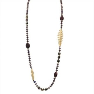 Collana Perline Lunga Lisca di Pesce Nouakchott Grigio