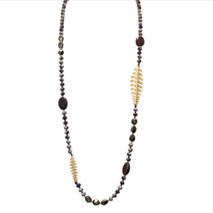 Collana Perline Lunga Lisca di Pesce Nouakchott Grigio