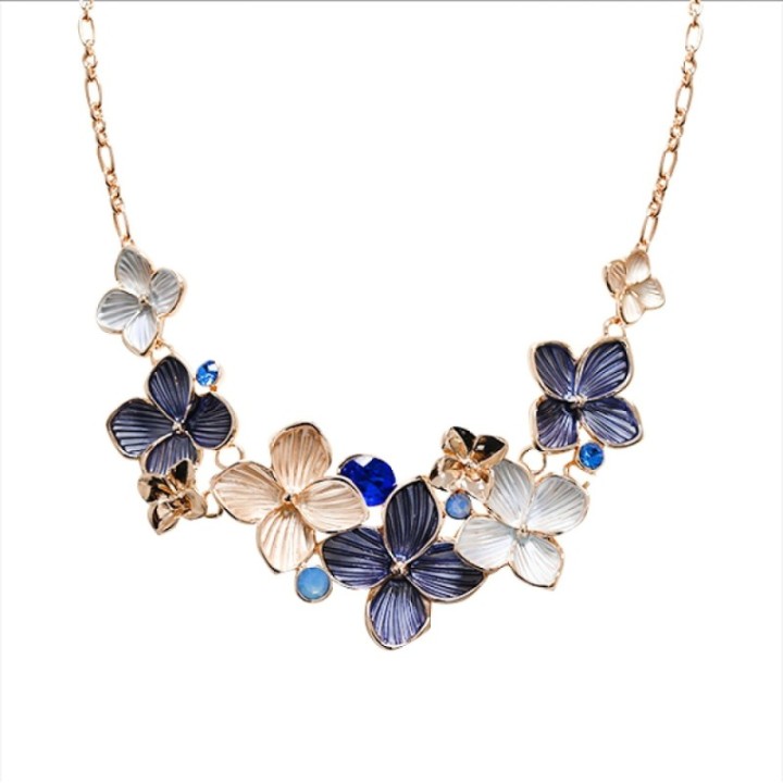 Girocollo Diadema Bijoux Fiori Blu
