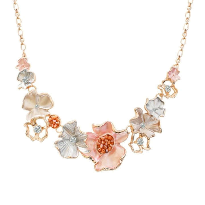 Girocollo Diadema Bijoux Cristalli in Fiore Rosa
