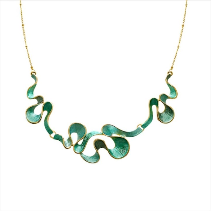 Girocollo Diadema Bijoux Ondulata Smaltato Aquamarina
