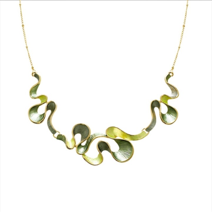 Girocollo Diadema Bijoux Ondulata Smaltato Verde