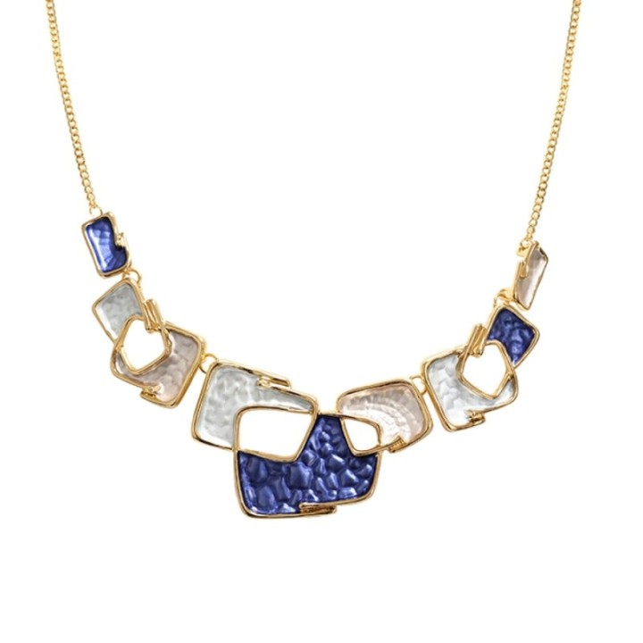 Girocollo Diadema Bijoux Piastrine Smaltato Blu