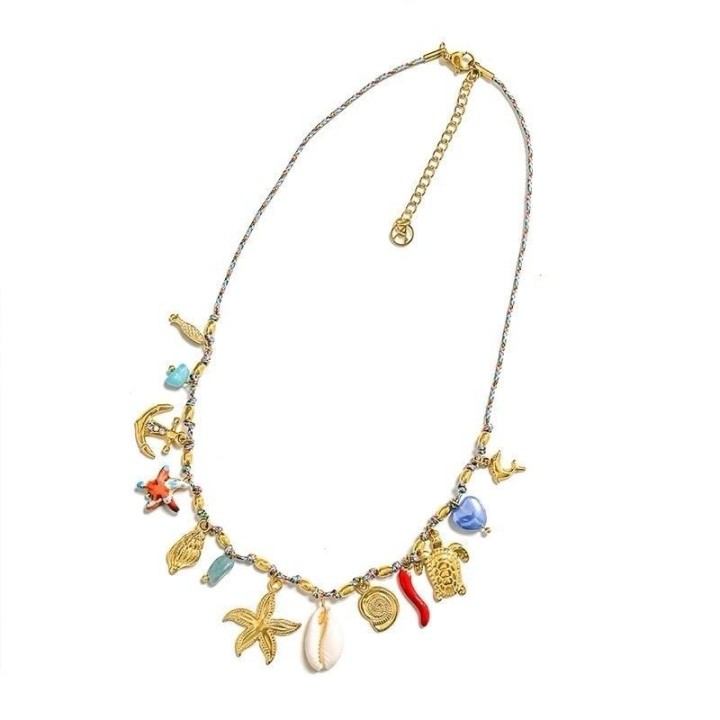 Girocollo Multi-charms Azzurri Marini Acciaio 316L